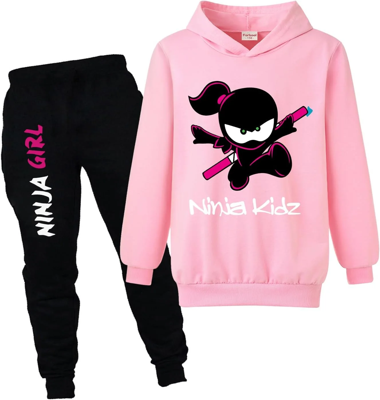 ست هودی و شلوار Ninja Kidz Merch برند Forlcool، دو تکه، مناسب کودکان، راحت و غیر رسمی