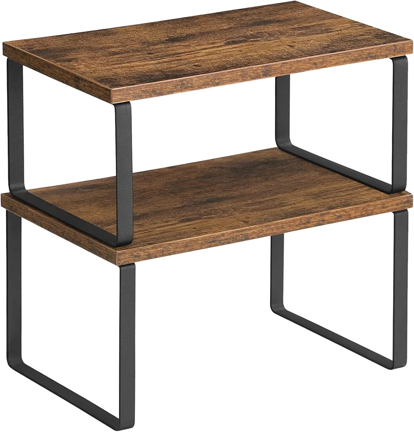 ست 2 عددی قفسه ارگانایزر پیشخوان BETUREEIU، قفسه روی کابینت آشپزخانه، قابل گسترش و چیدن، قفسه کوچک ادویه، چوب و فلز، قهوه ای