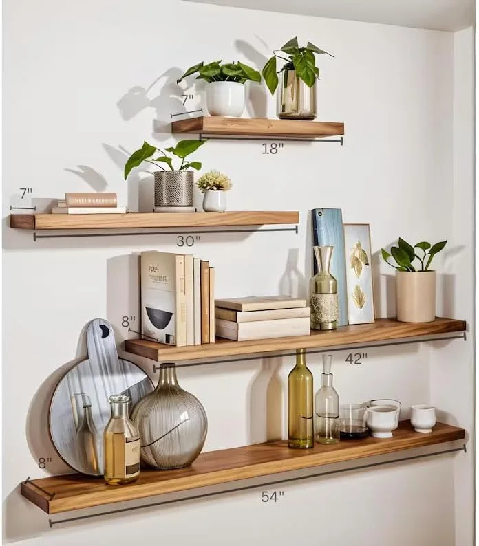 شلف شناور لبه زنده Horoof Home® - شلف دیواری چوبی جامد برای دکوراسیون منزل و دفتر، شلف چوبی روستایی دست ساز (137.1 x 20.3 x 3.8 سانتی متر، قهوه ای)، SM315 شلف شناور لبه زنده Horoof Home® - شلف دیواری چوبی جامد برای دکوراسیون منزل و دفتر، شلف چوبی روستایی دست ساز (137.1 x 20.3 x 3.8 سانتی متر، قهوه ای)، SM315