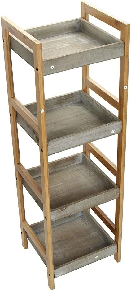 قفسه چوبی Yahome، استند گل، میز کنار تختی چوبی 4 طبقه، قفسه کتاب، واحد قفسه بندی چند منظوره، قفسه ذخیره سازی استند گیاه برای اتاق نشیمن، خانه، دفتر قفسه چوبی Yahome، استند گل، میز کنار تختی چوبی 4 طبقه، قفسه کتاب، واحد قفسه بندی چند منظوره، قفسه ذخیره سازی استند گیاه برای اتاق نشیمن، خانه، دفتر