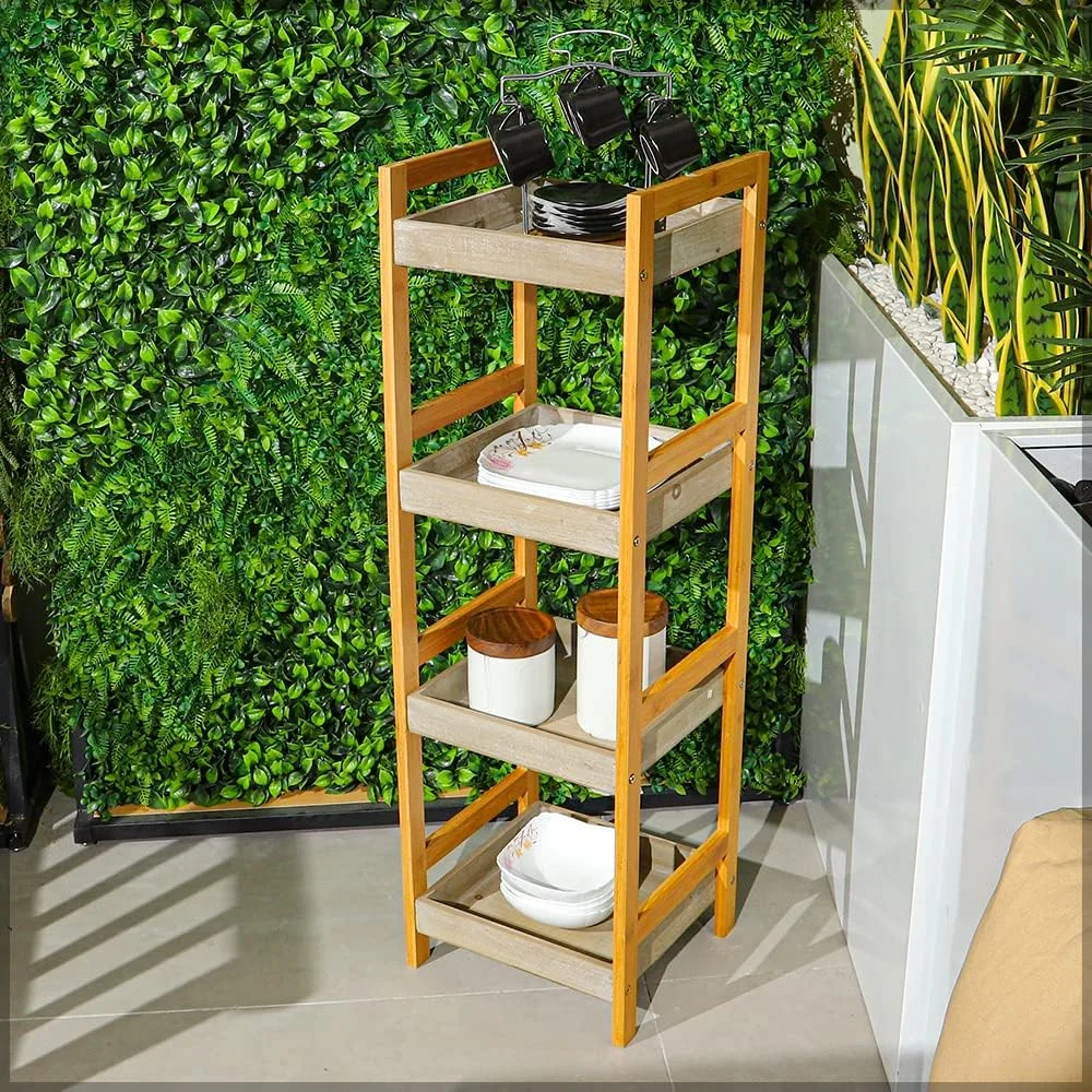 قفسه چوبی Yahome، استند گل، میز کنار تختی چوبی 4 طبقه، قفسه کتاب، واحد قفسه بندی چند منظوره، قفسه ذخیره سازی استند گیاه برای اتاق نشیمن، خانه، دفتر قفسه چوبی Yahome، استند گل، میز کنار تختی چوبی 4 طبقه، قفسه کتاب، واحد قفسه بندی چند منظوره، قفسه ذخیره سازی استند گیاه برای اتاق نشیمن، خانه، دفتر
