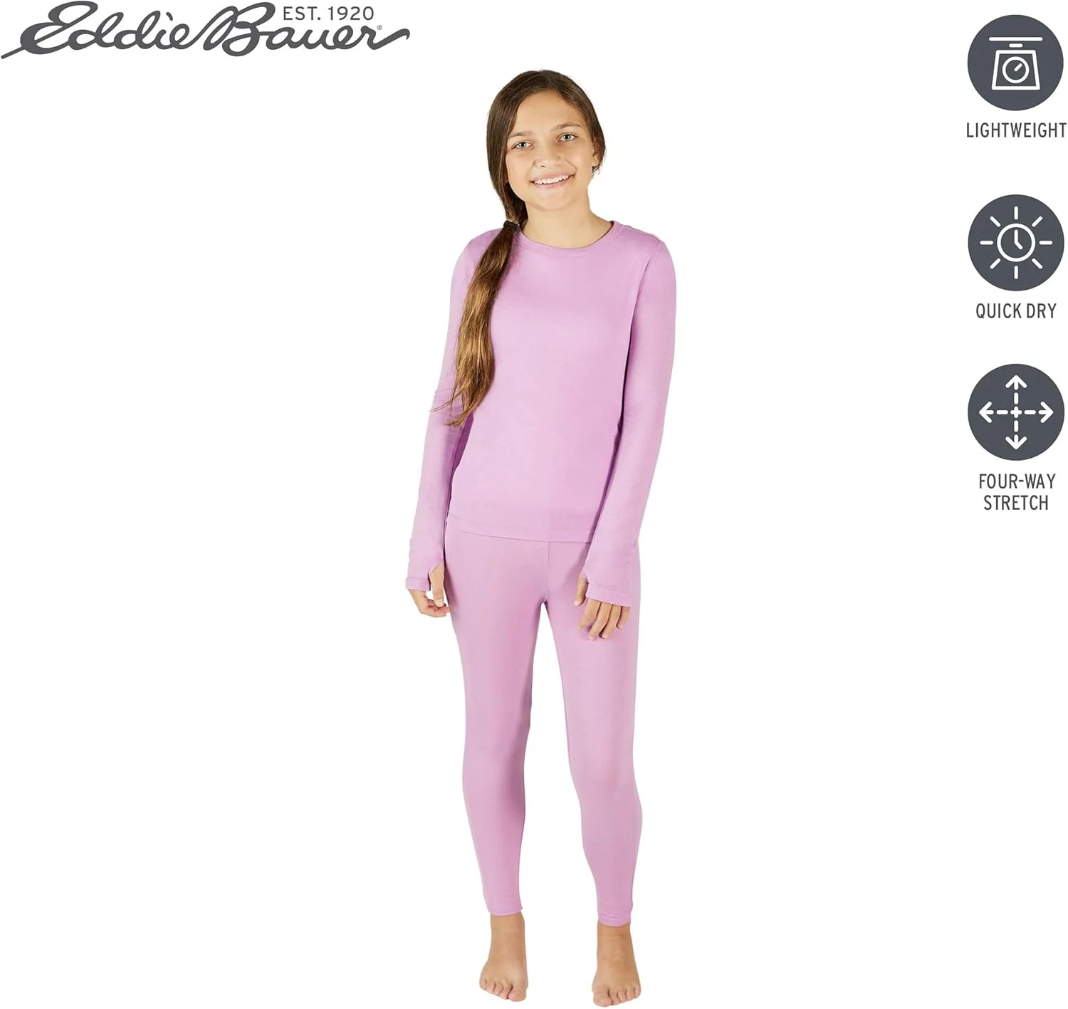 ست لباس زیر حرارتی بچه گانه Eddie Bauer، لایه پایه عملکردی 2 تکه، پیراهن آستین بلند و ساق شلواری پسرانه/دخترانه (3-16) ست لباس زیر حرارتی بچه گانه Eddie Bauer، لایه پایه عملکردی 2 تکه، پیراهن آستین بلند و ساق شلواری پسرانه/دخترانه (3-16)