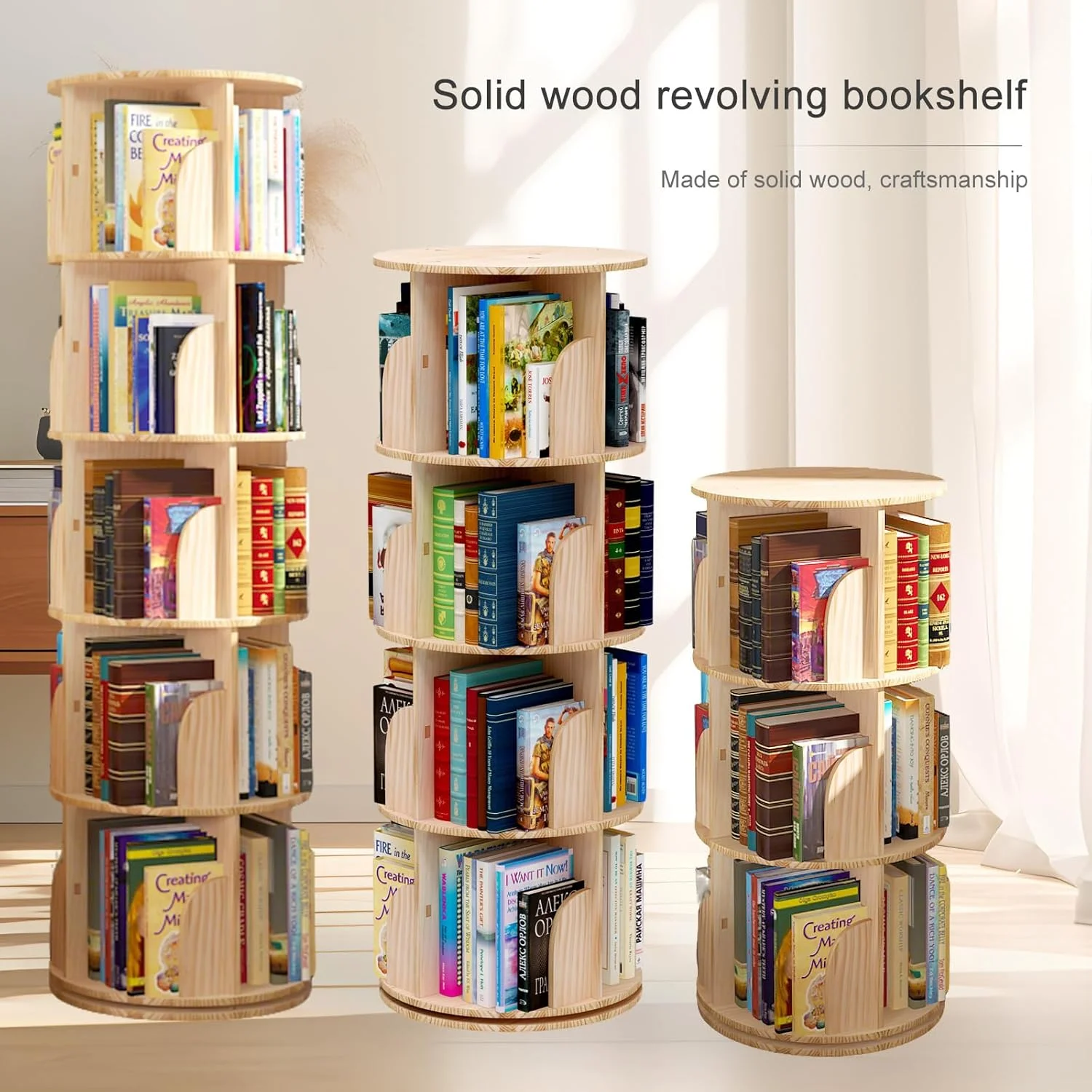 کتابخانه چوبی گردان 360 درجه، قفسه ذخیره سازی چوبی 3 طبقه، قفسه گوشه ای برای اتاق خواب، اتاق نشیمن، اتاق مطالعه، کتابخانه چوبی دوار کتابخانه چوبی گردان 360 درجه، قفسه ذخیره سازی چوبی 3 طبقه، قفسه گوشه ای برای اتاق خواب، اتاق نشیمن، اتاق مطالعه، کتابخانه چوبی دوار