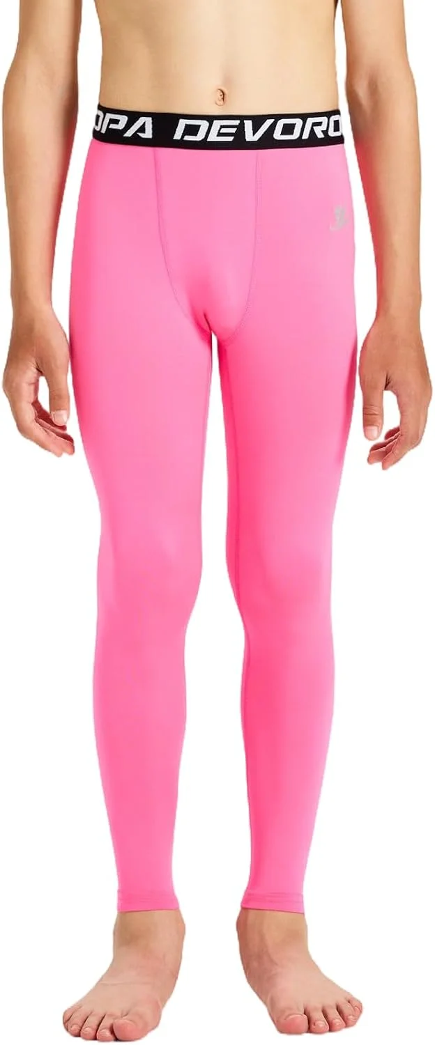 لگینگ پسرانه DEVOROPA، شلوار فشاری سریع خشک شونده، جوراب شلواری ورزشی، لایه زیرین بسکتبال