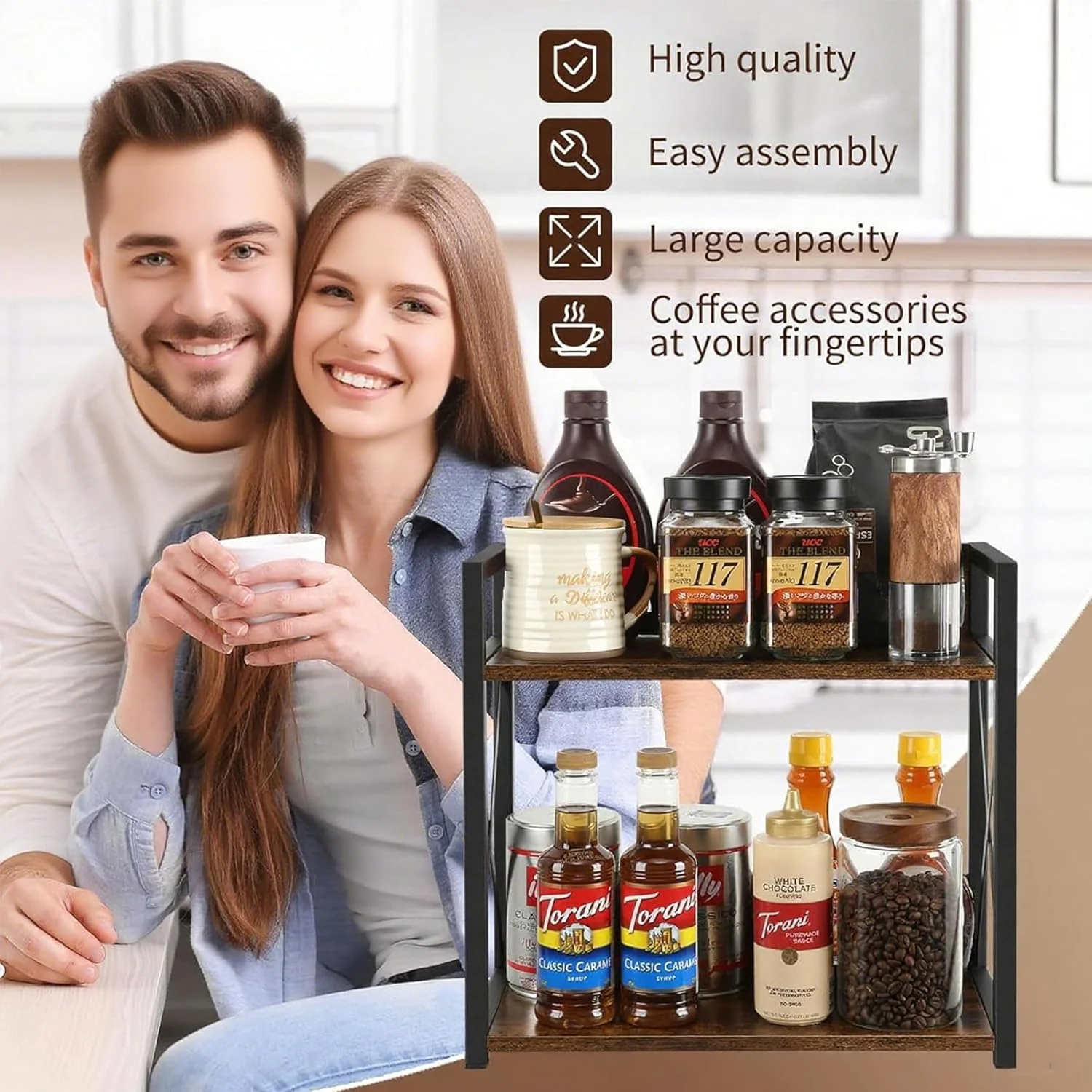 قفسه ارگانایزر 2 طبقه، قفسه ادویه کابینت آشپزخانه، قفسه قهوه چوبی، قفسه رومیزی قابل گسترش، قفسه چاشنی برای نگهداری ادویه، صرفه جویی در فضا مناسب برای آشپزخانه و دفاتر قفسه ارگانایزر 2 طبقه، قفسه ادویه کابینت آشپزخانه، قفسه قهوه چوبی، قفسه رومیزی قابل گسترش، قفسه چاشنی برای نگهداری ادویه، صرفه جویی در فضا مناسب برای آشپزخانه و دفاتر