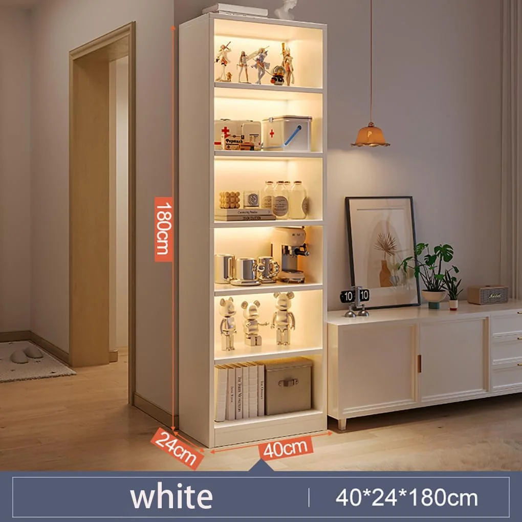 کتابخانه قفسه ای LEDIN، کتابخانه 6 طبقه بلند، قفسه کتاب چوبی با نمایشگر باز، سازمان دهنده بزرگ برای کتابخانه، اتاق خواب، اتاق نشیمن 180x24x40 سانتی متر (سفید) - (بدون نور LED) کتابخانه قفسه ای LEDIN، کتابخانه 6 طبقه بلند، قفسه کتاب چوبی با نمایشگر باز، سازمان دهنده بزرگ برای کتابخانه، اتاق خواب، اتاق نشیمن 180x24x40 سانتی متر (سفید) - (بدون نور LED)