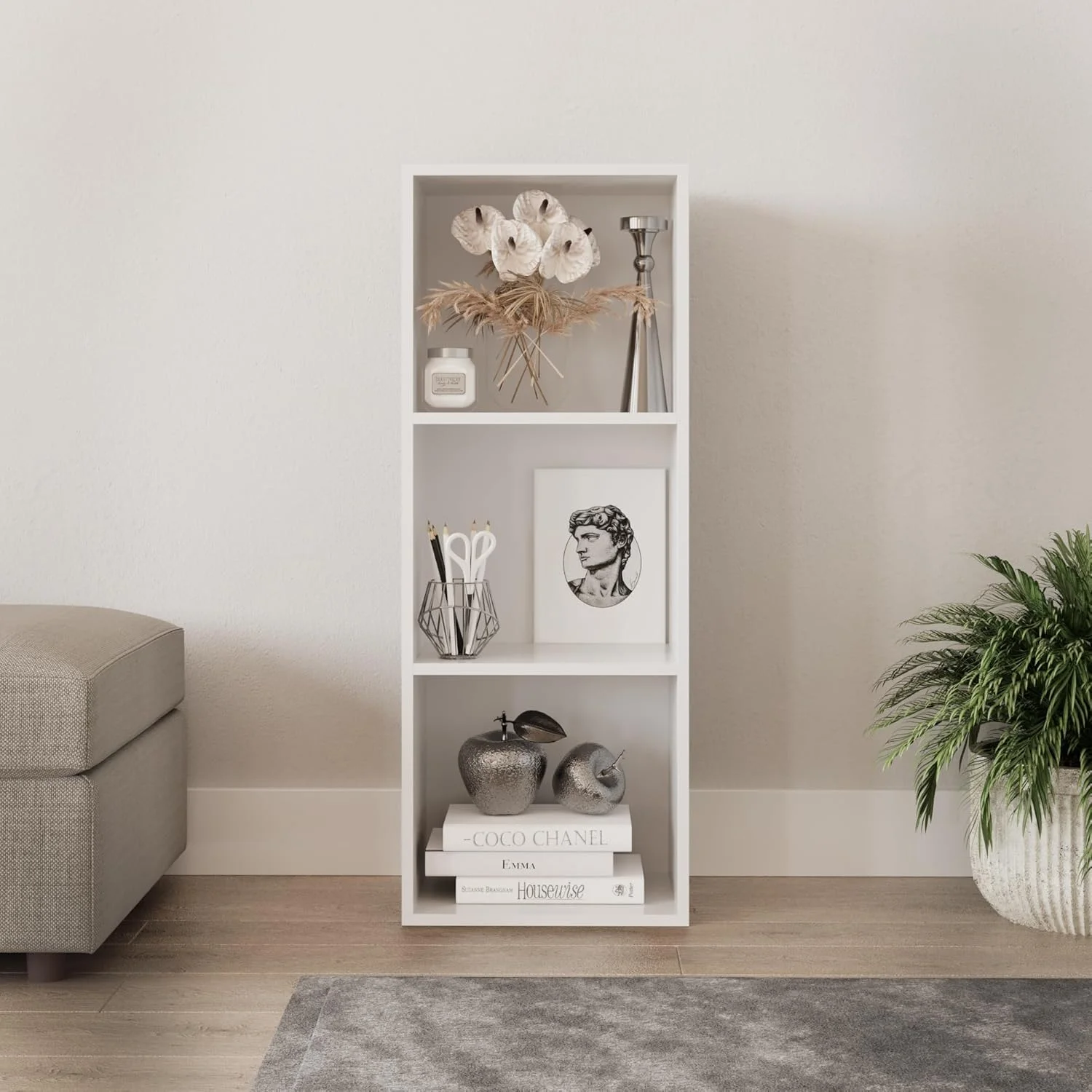 قفسه کتاب چوبی چند طبقه URBNLIVING، قفسه نمایشگر، واحد قفسه ذخیره سازی (سفید، 3 طبقه) قفسه کتاب چوبی چند طبقه URBNLIVING، قفسه نمایشگر، واحد قفسه ذخیره سازی (سفید، 3 طبقه)