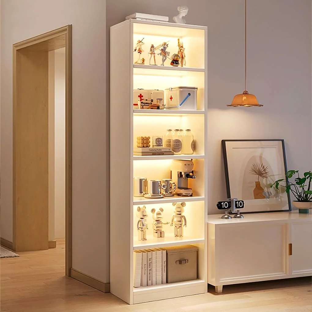 کتابخانه قفسه ای LEDIN، کتابخانه 6 طبقه بلند، قفسه کتاب چوبی با نمایشگر باز، سازمان دهنده بزرگ برای کتابخانه، اتاق خواب، اتاق نشیمن 180x24x40 سانتی متر (سفید) - (بدون نور LED) کتابخانه قفسه ای LEDIN، کتابخانه 6 طبقه بلند، قفسه کتاب چوبی با نمایشگر باز، سازمان دهنده بزرگ برای کتابخانه، اتاق خواب، اتاق نشیمن 180x24x40 سانتی متر (سفید) - (بدون نور LED)