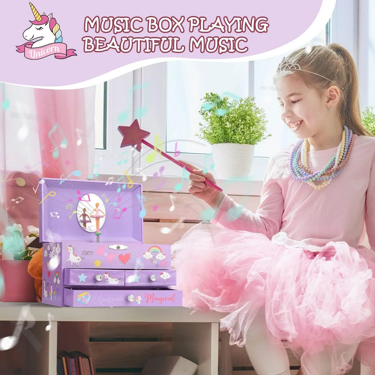 جعبه جواهرات موزیکال efubaby برای دختران، سازمان دهنده جواهرات 3 لایه با کشو، طراحی تک شاخ بالرین چرخان، شامل مجموعه جواهرات تک شاخ، هدایای تولد و کریسمس برای دختران، بنفش جعبه جواهرات موزیکال efubaby برای دختران، سازمان دهنده جواهرات 3 لایه با کشو، طراحی تک شاخ بالرین چرخان، شامل مجموعه جواهرات تک شاخ، هدایای تولد و کریسمس برای دختران، بنفش