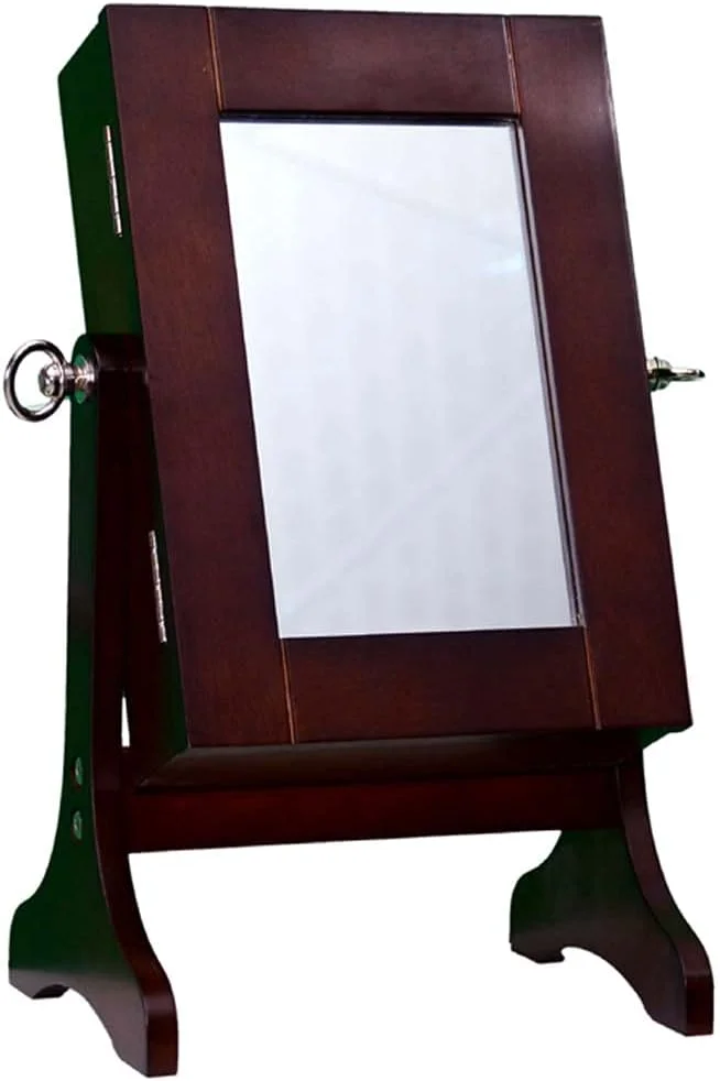 جعبه جواهرات و ارگانایزر مدل MH-005 Multi Home Furniture برای زنان و دختران، مناسب برای سازماندهی گردنبند، گوشواره، دستبند، انگشتر و غیره: ساخته شده از چوب و فوم با روکش پارچه - قهوه ای چوبی