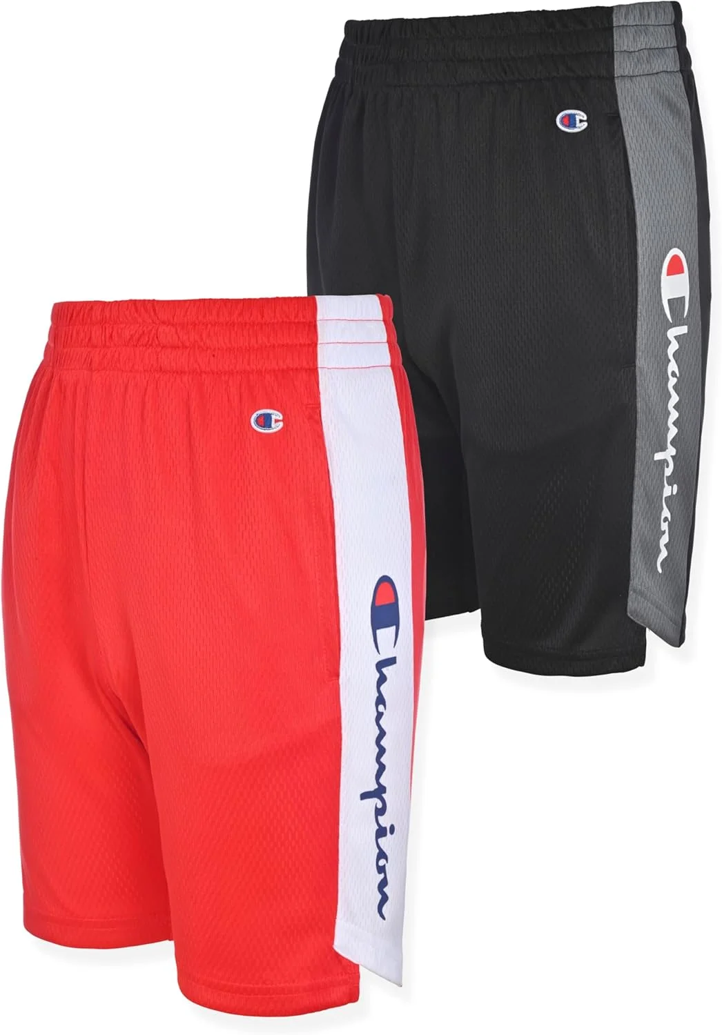 شورت ورزشی پسرانه Champion مدل Heritage Script Mesh، بسته 2 عددی، شورت بسکتبال برای کودکان