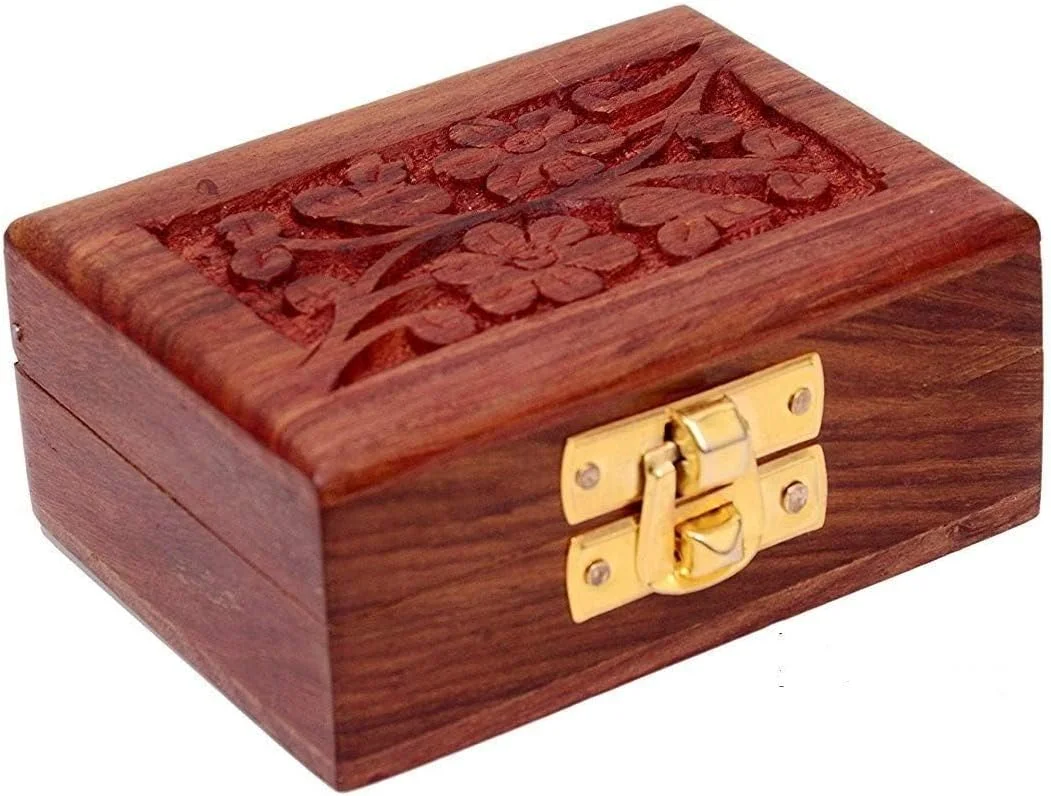 جعبه جواهرات Acewood چوبی دست ساز زنانه، جعبه سازمان دهنده جواهرات چوبی، هدیه حکاکی شده با دست (9x4x6.5 سانتی متر). جعبه جواهرات Acewood چوبی دست ساز زنانه، جعبه سازمان دهنده جواهرات چوبی، هدیه حکاکی شده با دست (9x4x6.5 سانتی متر).