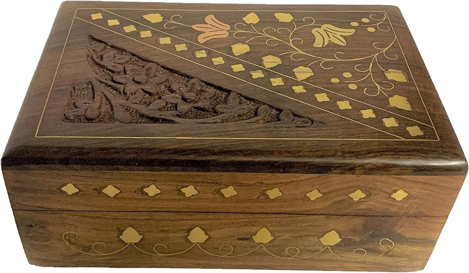 جعبه جواهرات چوبی Acewood برای زنان، جعبه سازمان دهنده جواهرات چوبی / هدیه بازگشت ناوراتری. (15x10x6 سانتی متر)