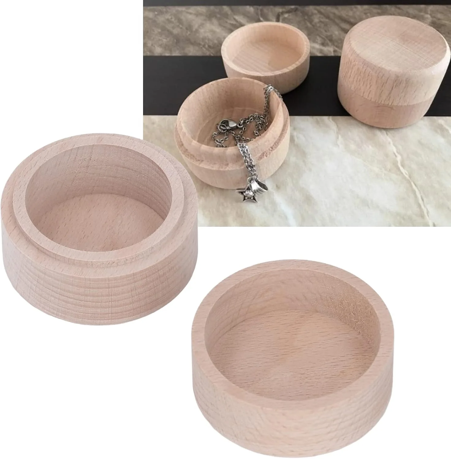 جعبه جواهرات کوچک رترو Vokers، جعبه چوبی گرد از جنس چوب راش برای انگشتر جعبه جواهرات کوچک رترو Vokers، جعبه چوبی گرد از جنس چوب راش برای انگشتر