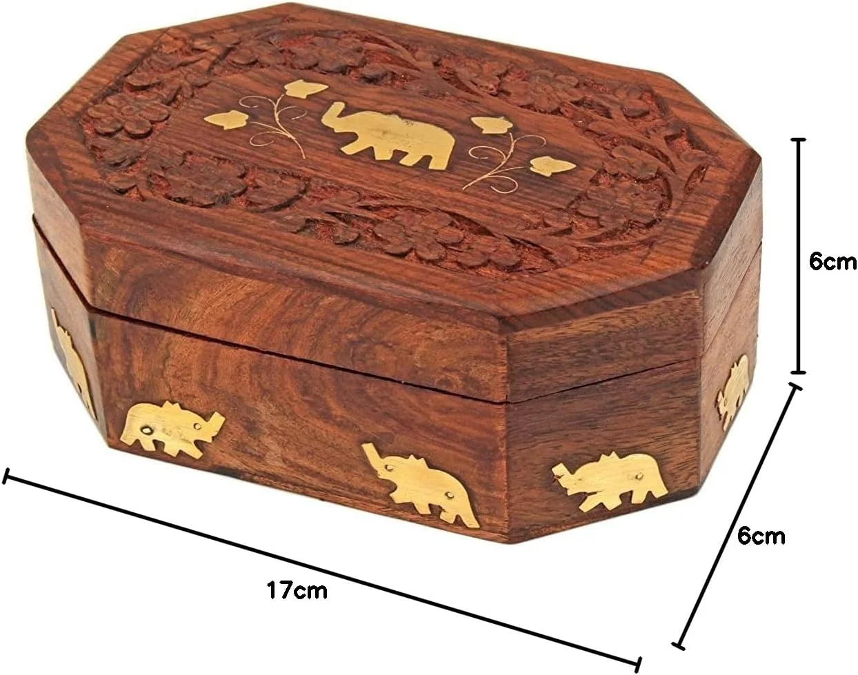 جعبه جواهرات چوبی Acewood، سازمان دهنده جواهرات چوبی، جعبه چوبی دست ساز (17x13x6 سانتی متر).