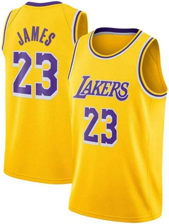 پیراهن مردانه و زنانه - پیراهن بسکتبال NBA Lakers شماره 23# James، توری گلدوزی شده، لباس ورزشی Swingman بسکتبال، تی شرت بدون آستین اسپرت یونیسکس (سایز: M-XXL)