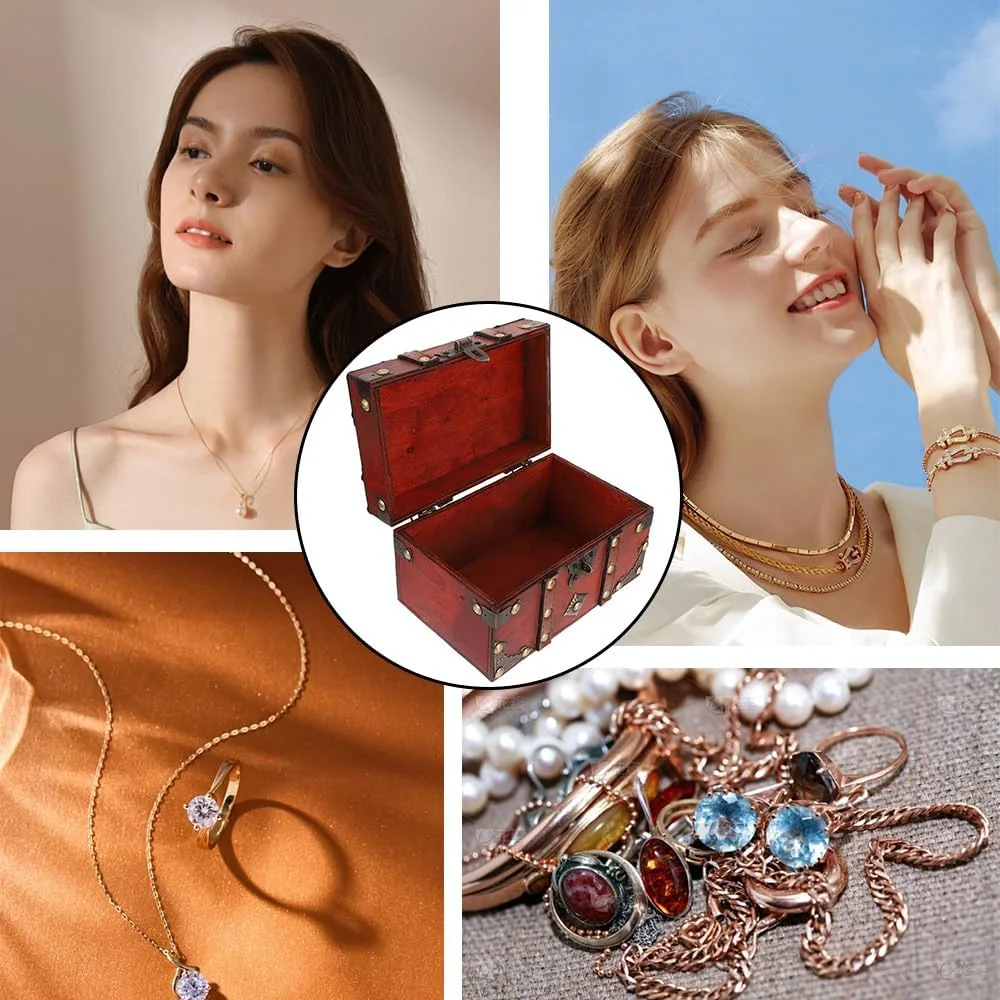 جعبه چوبی قدیمی TOMVAES، جعبه جواهرات قرمز، جعبه نگهداری گنج دست ساز، صندوقچه تزئینی مربع عتیقه، سازمان دهنده مرواریدهای گرانبها با قفل، سطل تزئینی کلاسیک زنانه جعبه چوبی قدیمی TOMVAES، جعبه جواهرات قرمز، جعبه نگهداری گنج دست ساز، صندوقچه تزئینی مربع عتیقه، سازمان دهنده مرواریدهای گرانبها با قفل، سطل تزئینی کلاسیک زنانه