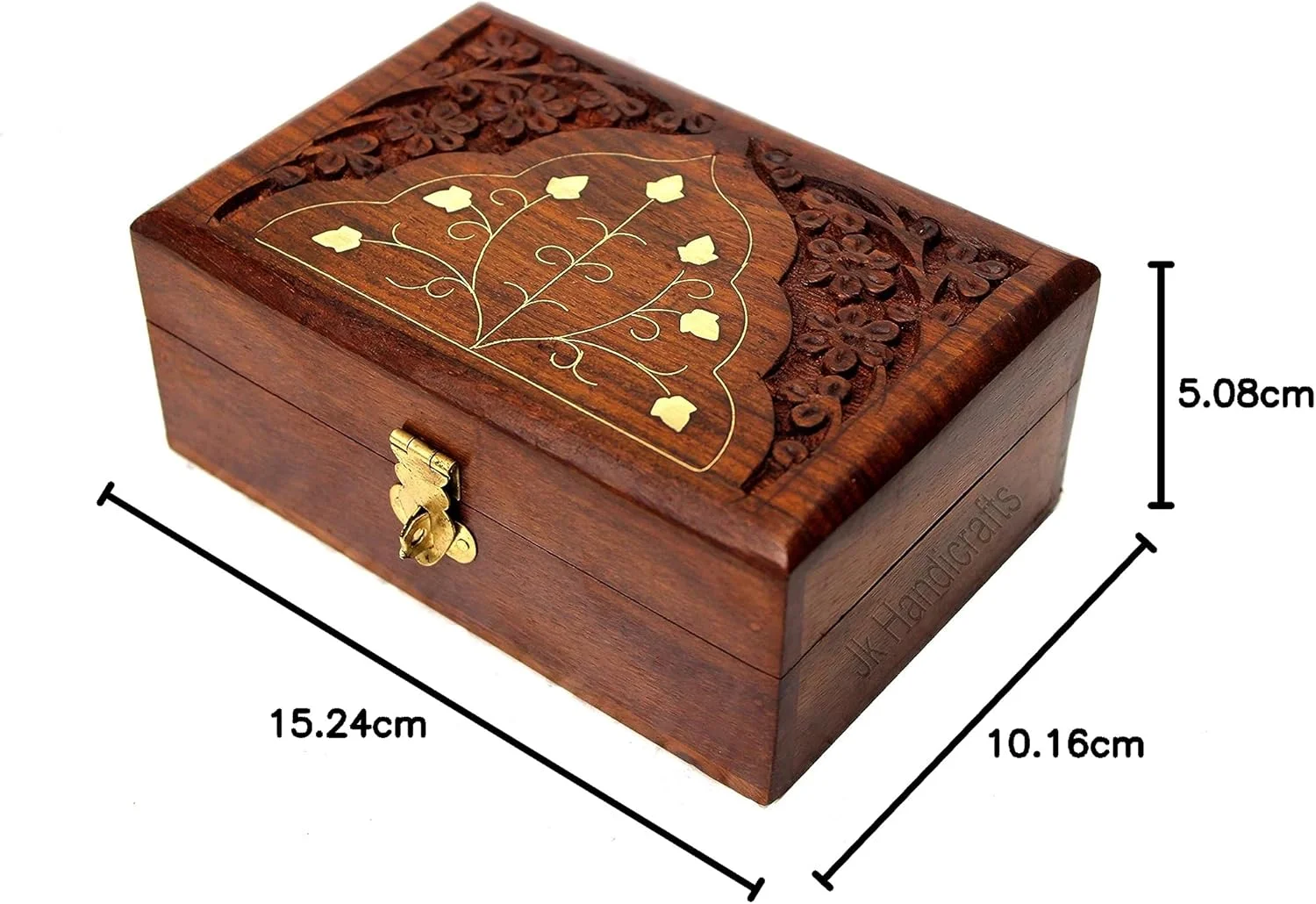 جعبه جواهرات چوبی دست ساز JK handicrafts برای زنان، جعبه سازمان دهنده جواهرات چوبی حکاکی شده با حکاکی های پیچیده، هدیه - 6 اینچ (قهوه ای 02) جعبه جواهرات چوبی دست ساز JK handicrafts برای زنان، جعبه سازمان دهنده جواهرات چوبی حکاکی شده با حکاکی های پیچیده، هدیه - 6 اینچ (قهوه ای 02)