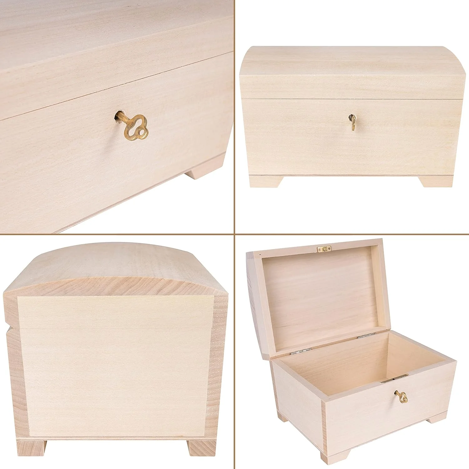 جعبه جواهرات چوبی قفلدار بزرگ Creative Deco | 20 x 14.5 x 11.7 سانتیمتر | جعبه نگهداری با درب، قفل و کلید | ساده، رنگ نشده و خام | صندوقچه گنجینه یادگاری صنایع دستی جعبه جواهرات چوبی قفلدار بزرگ Creative Deco | 20 x 14.5 x 11.7 سانتیمتر | جعبه نگهداری با درب، قفل و کلید | ساده، رنگ نشده و خام | صندوقچه گنجینه یادگاری صنایع دستی