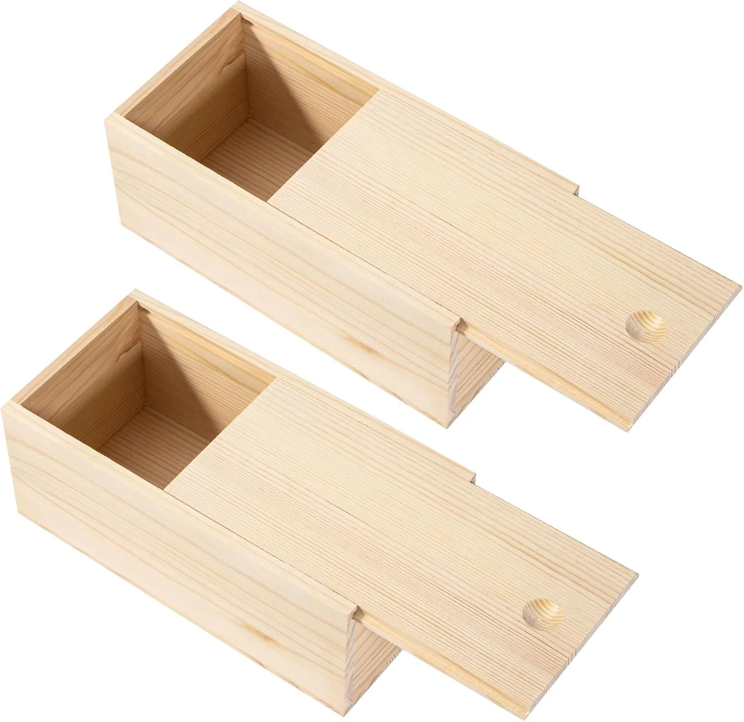 جعبه چوبی با درب کشویی، جعبه نگهداری چوبی خام با درب کشویی، 20x10x8 سانتی متر، جعبه یادگاری، جعبه های هدیه چوبی روستایی برای سرگرمی های هنری، دوستداران DIY، سازمان دهنده های میز و کریسمس
