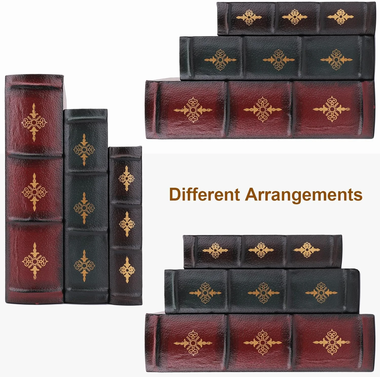 جعبه کتاب دکوری توسنیل، بسته 3 عددی، جعبه های کتاب چوبی عتیقه، جعبه نگهداری کتاب قدیمی جعبه کتاب دکوری توسنیل، بسته 3 عددی، جعبه های کتاب چوبی عتیقه، جعبه نگهداری کتاب قدیمی