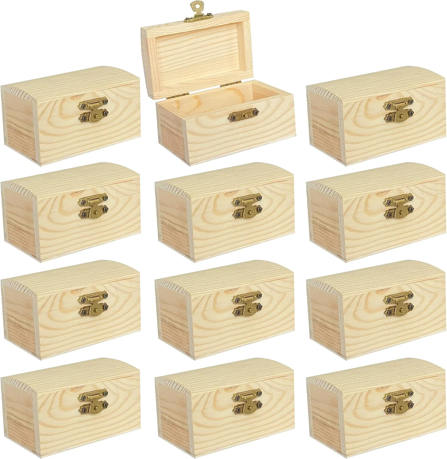 جعبه چوبی کوچک Cregugua، 12 عددی، جعبه گنج چوبی ناتمام با درب برای صنایع دستی DIY (8.89x5.33x4.82 سانتی متر)