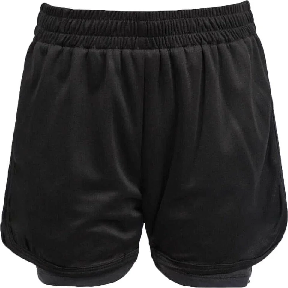 شورت ورزشی بچگانه Athletic Sportswear 2in1 شورت فوتبال پسرانه شلوار ورزشی فعال مناسب مدرسه و ورزش، مشکی، 9-10 سال