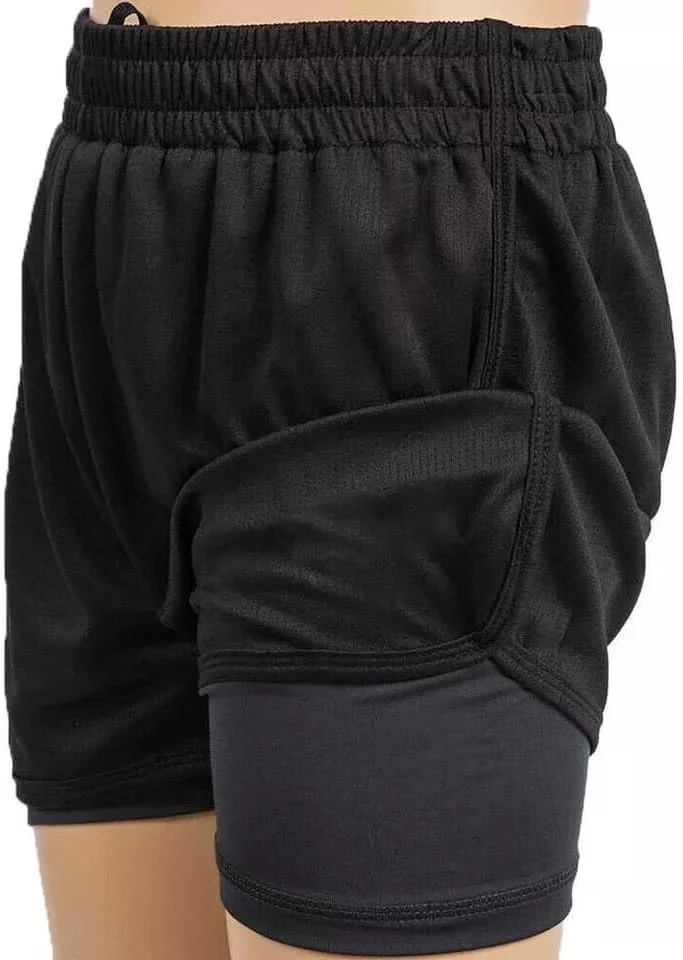 شورت ورزشی بچگانه Athletic Sportswear 2in1 شورت فوتبال پسرانه شلوار ورزشی فعال مناسب مدرسه و ورزش، مشکی، 9-10 سال