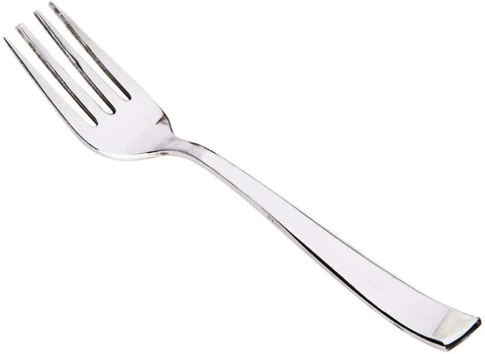 ست چنگال استیل پاراژ 12 عددی - ست چنگال برای خانه و آشپزخانه، 12 عدد چنگال میوه برای میز غذاخوری، چنگال دسته براق و محکم 15.5 سانتی متر، نقره ای
