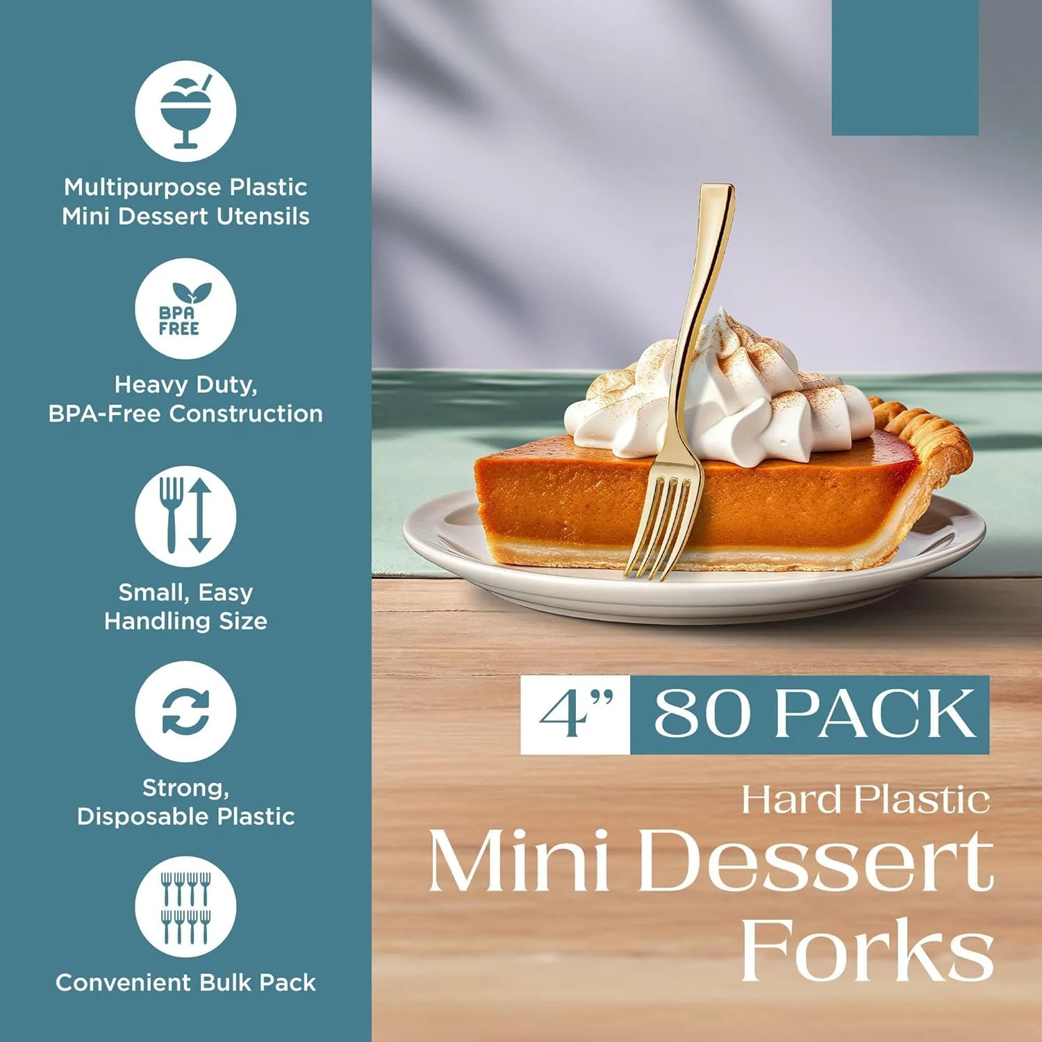 چنگال های کوچک پلاستیکی طلایی Bukela - چنگال های یکبار مصرف دسر و پیش غذا برای تست - 4 اینچ (بسته 36 عددی)