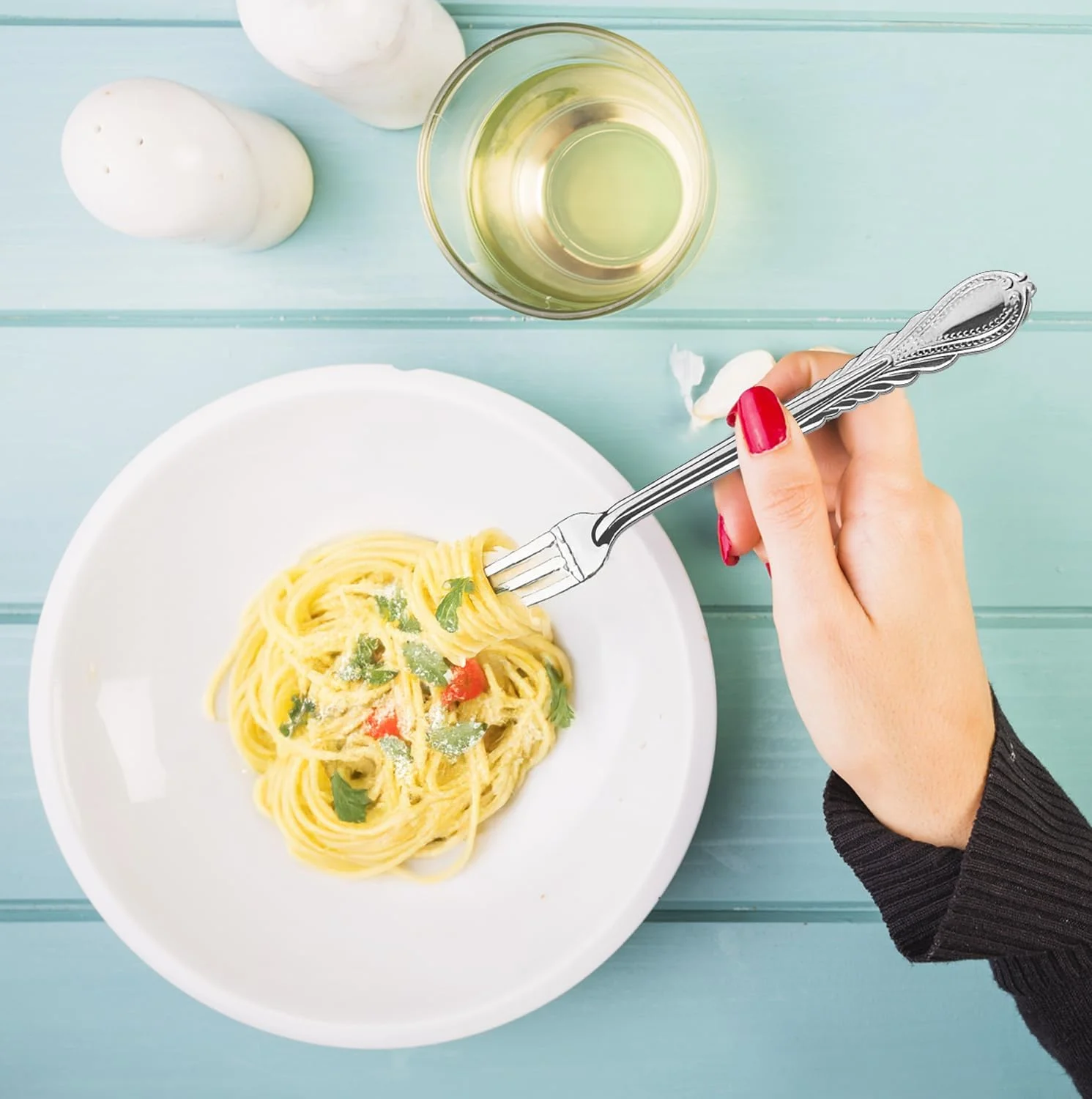 چنگال غذاخوری Timmy بسته 12 عددی | چنگال های استیل ضد زنگ ممتاز برای غذاخوری | ست کارد و چنگال رومیزی شیک و بادوام | ست 12 عددی چنگال غذاخوری (نقره ای)