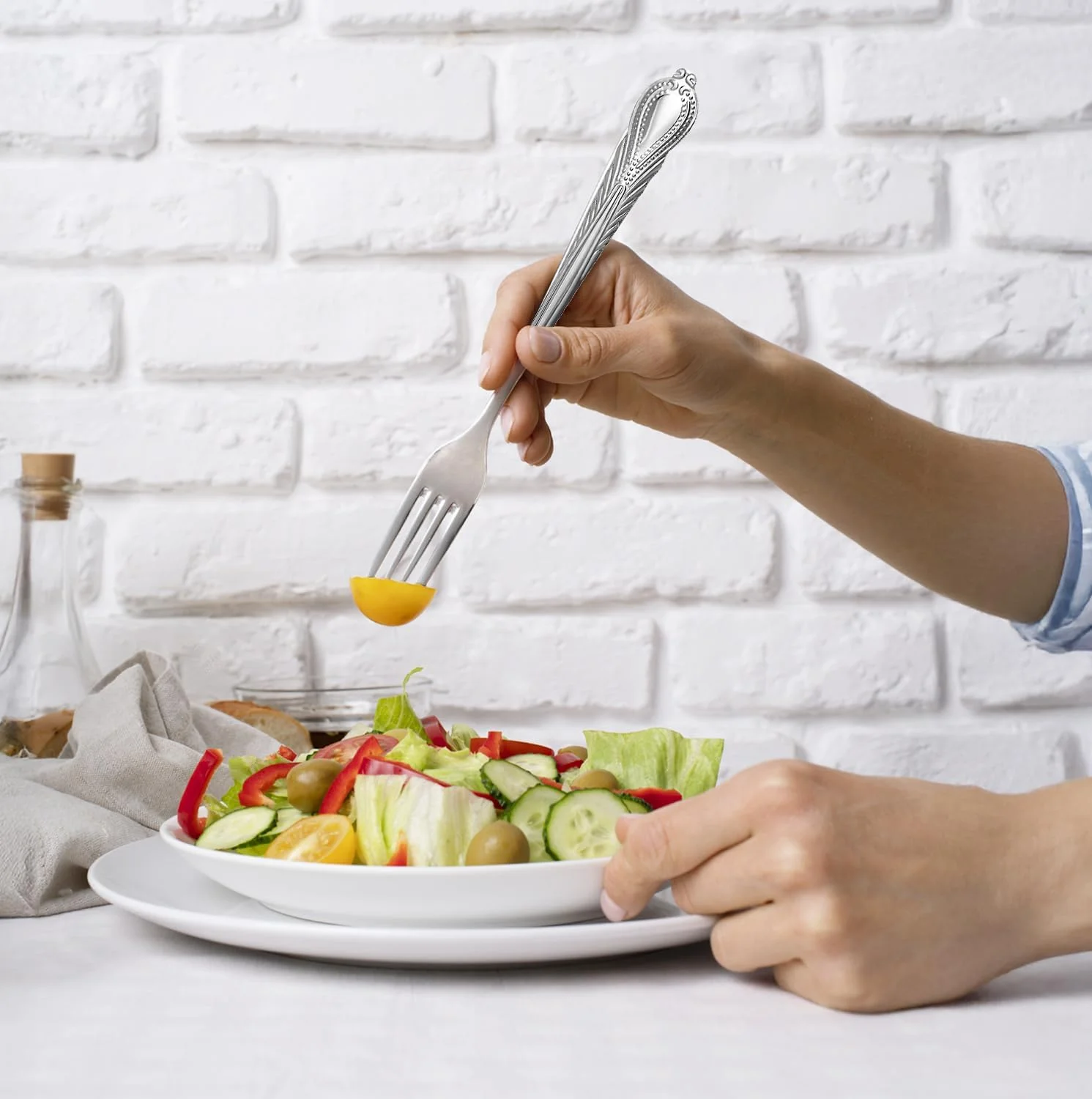 چنگال غذاخوری Timmy بسته 12 عددی | چنگال های استیل ضد زنگ ممتاز برای غذاخوری | ست کارد و چنگال رومیزی شیک و بادوام | ست 12 عددی چنگال غذاخوری (نقره ای)