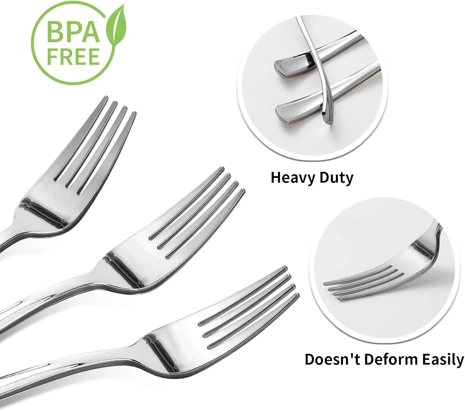 چنگال پلاستیکی نقره ای سنگین گودلاک، بسته 50 عددی، کارد و چنگال یکبار مصرف ایده آل برای عروسی ها، مهمانی ها و شام ها چنگال پلاستیکی نقره ای سنگین گودلاک، بسته 50 عددی، کارد و چنگال یکبار مصرف ایده آل برای عروسی ها، مهمانی ها و شام ها