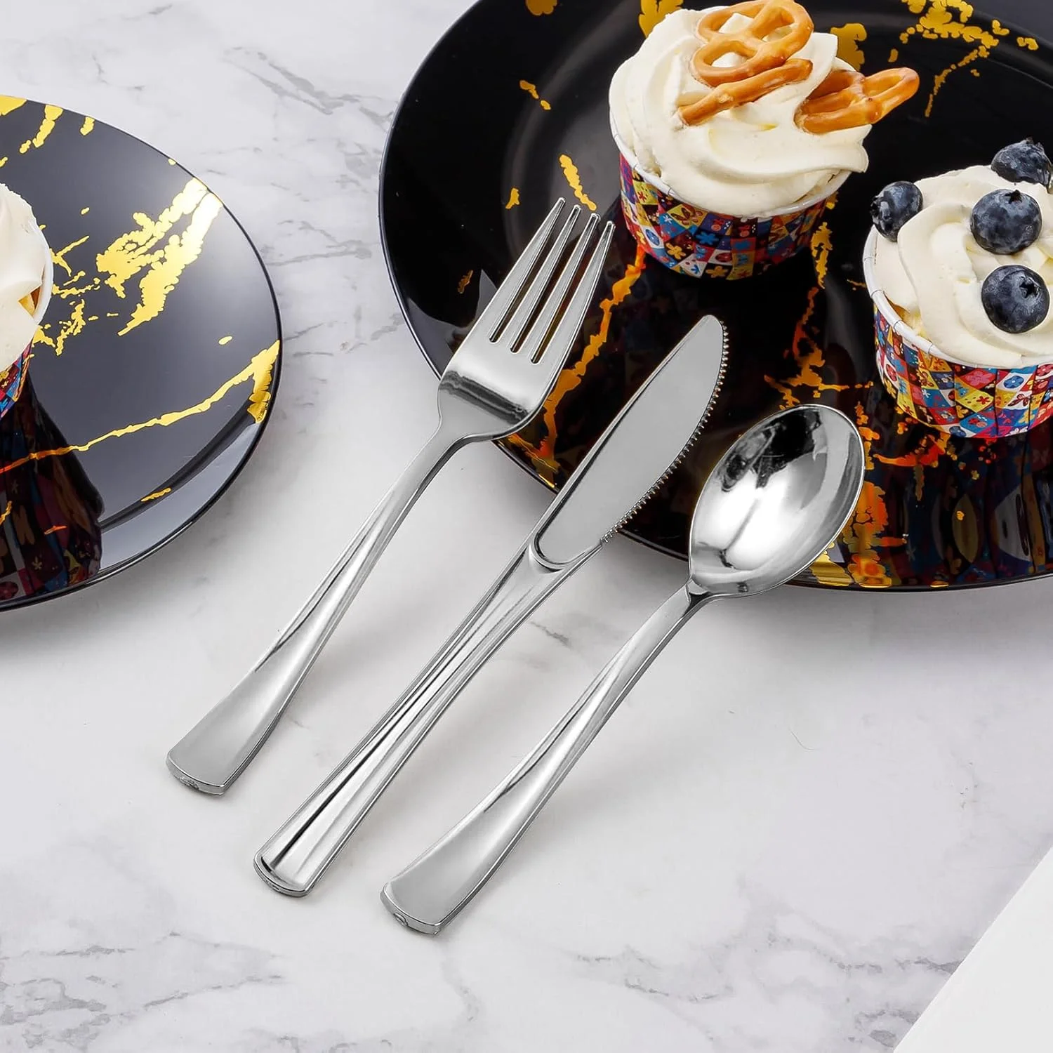 چنگال پلاستیکی نقره ای سنگین گودلاک، بسته 50 عددی، کارد و چنگال یکبار مصرف ایده آل برای عروسی ها، مهمانی ها و شام ها چنگال پلاستیکی نقره ای سنگین گودلاک، بسته 50 عددی، کارد و چنگال یکبار مصرف ایده آل برای عروسی ها، مهمانی ها و شام ها