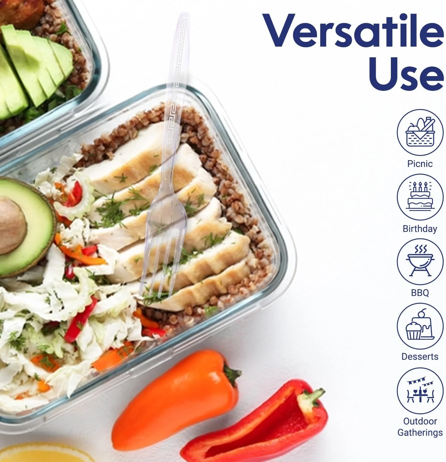 SNH بسته بندی 50 عددی چنگال پلاستیکی شفاف - چنگال یکبار مصرف سنگین وزن، کارد و چنگال شفاف سنگین - ظروف پلاستیکی - ایده آل برای مهمانی ها و رستوران ها SNH بسته بندی 50 عددی چنگال پلاستیکی شفاف - چنگال یکبار مصرف سنگین وزن، کارد و چنگال شفاف سنگین - ظروف پلاستیکی - ایده آل برای مهمانی ها و رستوران ها