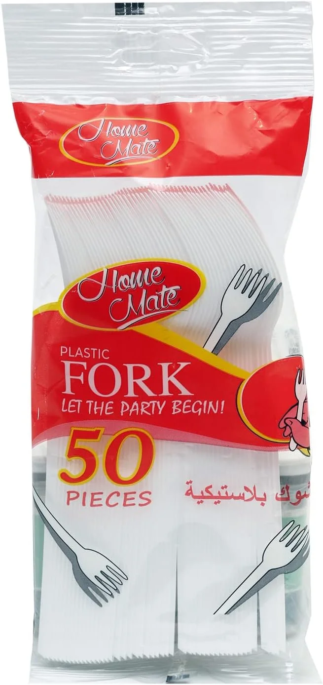 چنگال پلاستیکی سفید لولو هوم میت، 50 عددی