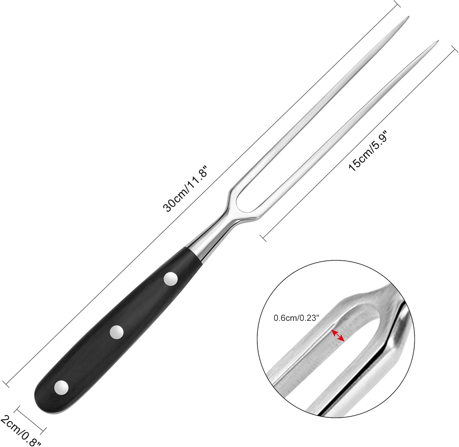 چنگال بزرگ گوشت با دسته چوبی، 29.5 سانتی متری استیل ضد زنگ دو شاخه برای پخت گوشت، آشپزخانه، باربیکیو، مرغ، بوقلمون، گوشت گاو، مشکی چنگال بزرگ گوشت با دسته چوبی، 29.5 سانتی متری استیل ضد زنگ دو شاخه برای پخت گوشت، آشپزخانه، باربیکیو، مرغ، بوقلمون، گوشت گاو، مشکی