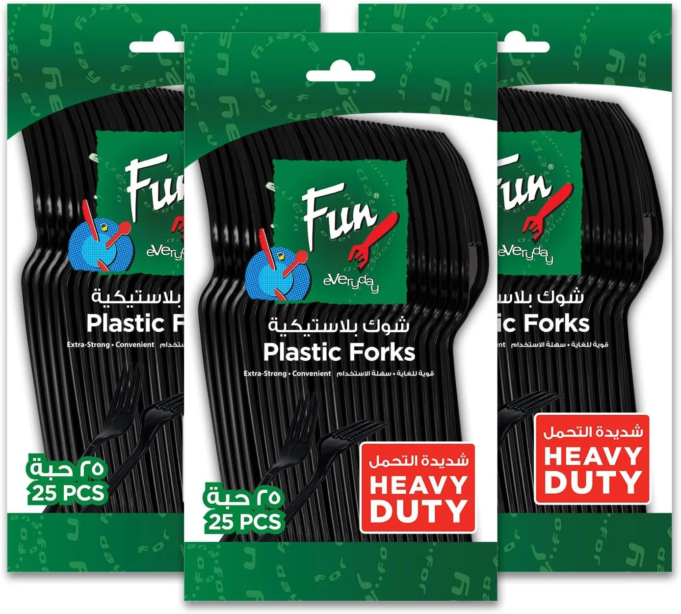 فن بای البایادر فن Promopack ست چنگال پلاستیکی مشکی سنگین، ایده آل برای خوردن سالاد، دسر، پیش غذا، میوه، غذای چینی، چنگال های رومیزی برای خانواده، هتل ها (بسته 25 X 3 عددی)