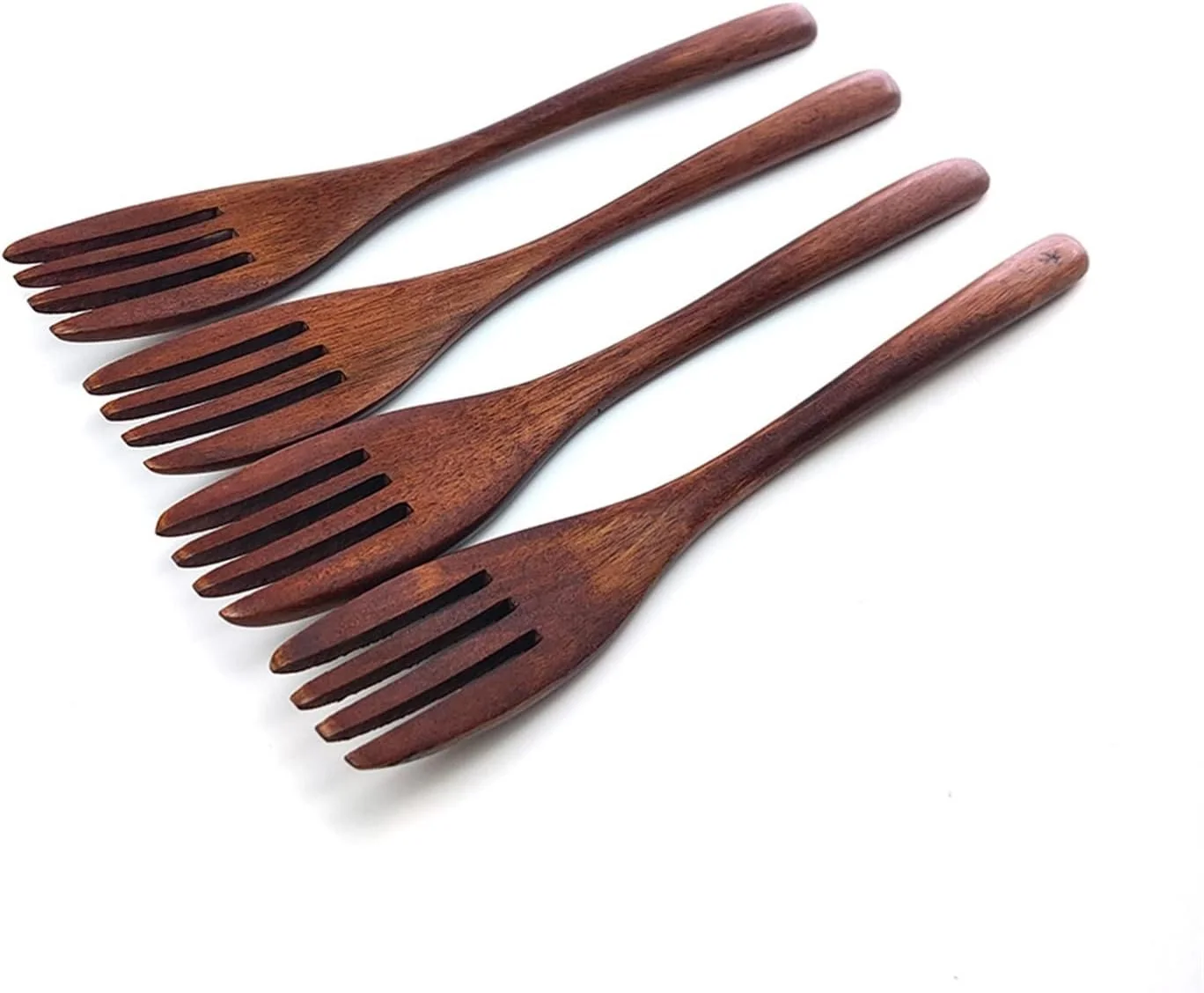 چنگال چوبی KRSIAXG، کارد و چنگال چوبی طبیعی، ظروف غذاخوری، چنگال سالاد میوه و دسر دست ساز خلاقانه