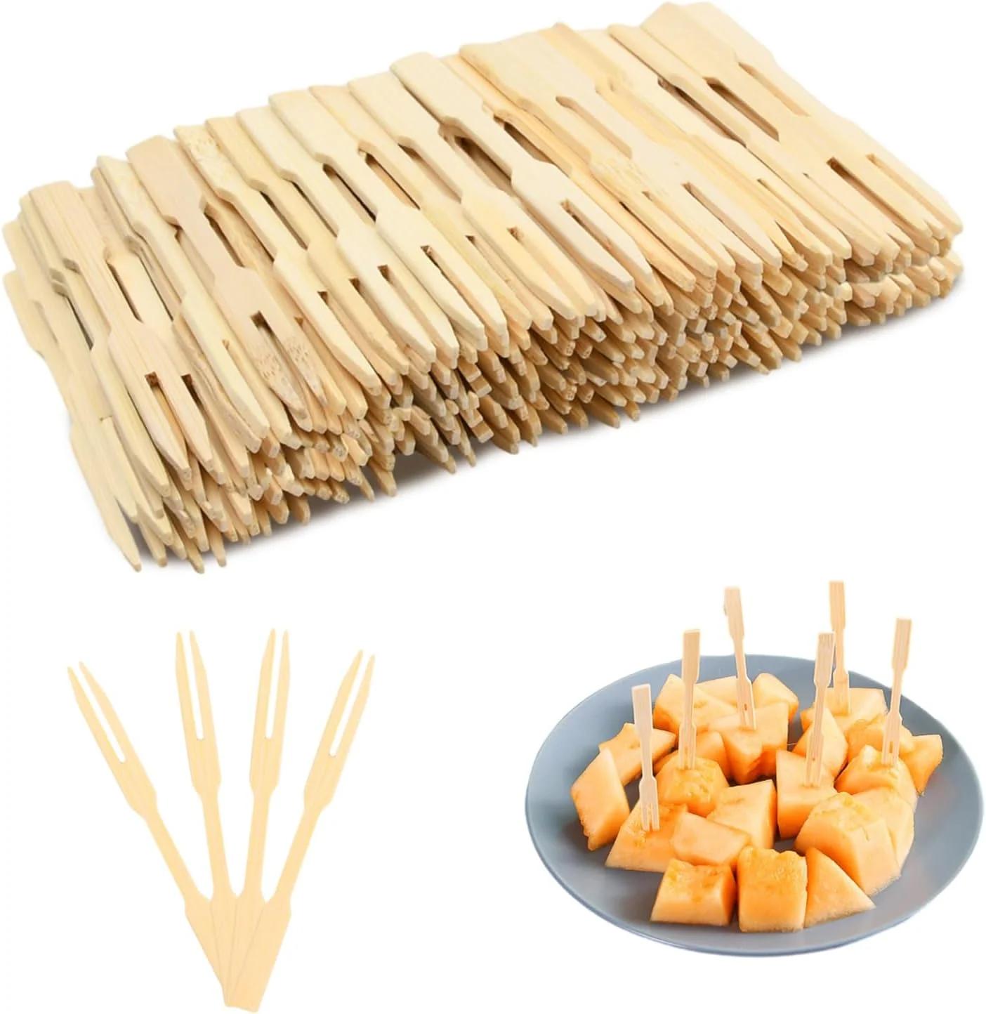 موبایل 160Pcs YILANJIN 160Pcs Wood Fork، Bamboo 3.5inch