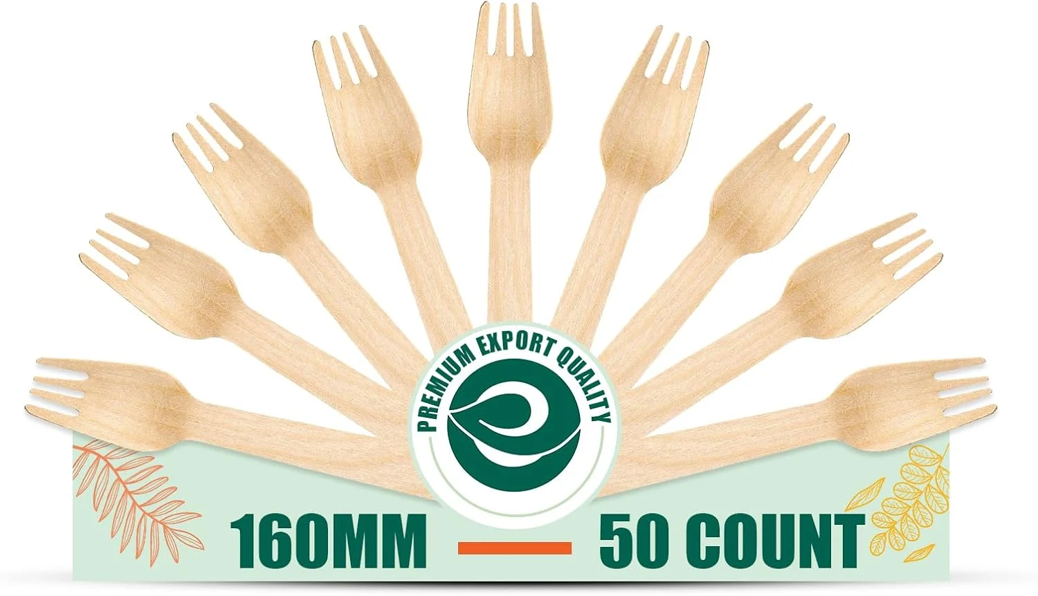 چنگال یکبار مصرف ECO SOUL [160 میلی متر، 50 عدد] | کارد و چنگال چوبی غذاخوری | ایده آل برای تولد کودکان، عروسی و مهمانی