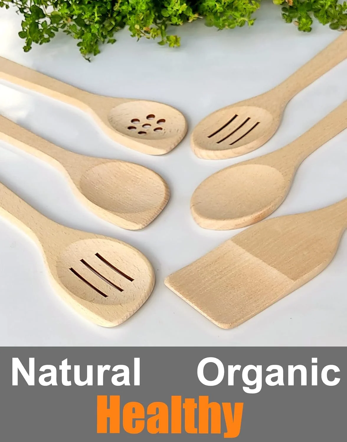 ست ظروف آشپزی سالم ECOSALL - 6 قاشق چوبی - کفگیر و قاشق چوبی سخت نچسب طبیعی - بدون پوشش و چسب - ابزار آشپزی بادوام، سازگار با محیط زیست و ایمن ست ظروف آشپزی سالم ECOSALL - 6 قاشق چوبی - کفگیر و قاشق چوبی سخت نچسب طبیعی - بدون پوشش و چسب - ابزار آشپزی بادوام، سازگار با محیط زیست و ایمن
