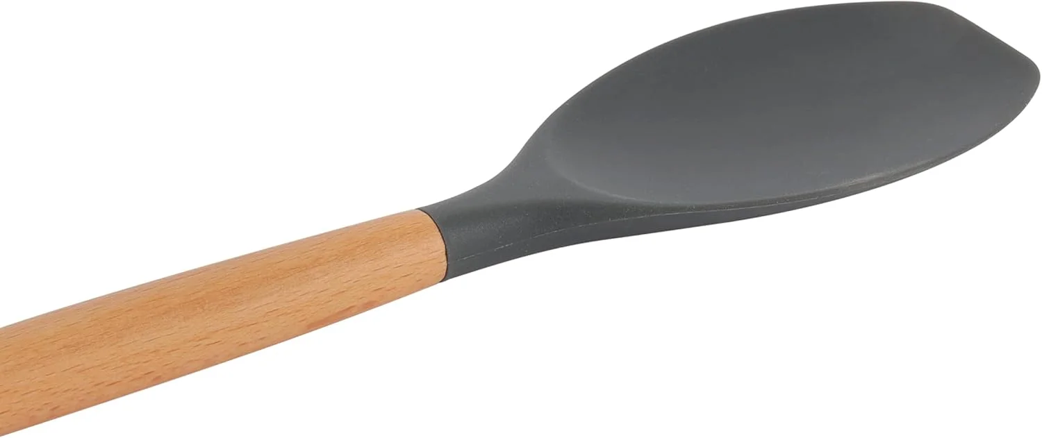قاشق برنج سیلیکونی دسته چوبی دلکاسا مدل DC3172، مشکی/قهوه ای قاشق برنج سیلیکونی دسته چوبی دلکاسا مدل DC3172، مشکی/قهوه ای