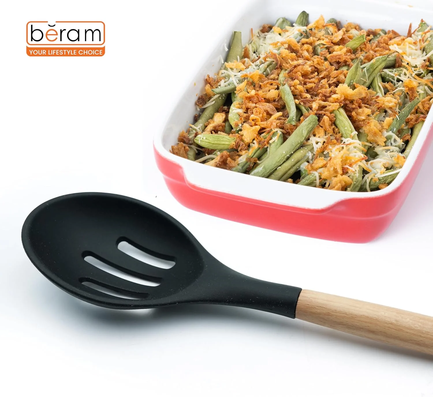 قاشق اسلات دار سیلیکونی برام با دسته چوبی، مقاوم در برابر حرارت، بدون BPA، ابزار آشپزی نچسب برای پخت و پز، مخلوط کردن، هم زدن، سرو کردن، سرخ کردن و گریل کردن - مشکی (یک عدد قاشق اسلات دار) قاشق اسلات دار سیلیکونی برام با دسته چوبی، مقاوم در برابر حرارت، بدون BPA، ابزار آشپزی نچسب برای پخت و پز، مخلوط کردن، هم زدن، سرو کردن، سرخ کردن و گریل کردن - مشکی (یک عدد قاشق اسلات دار)