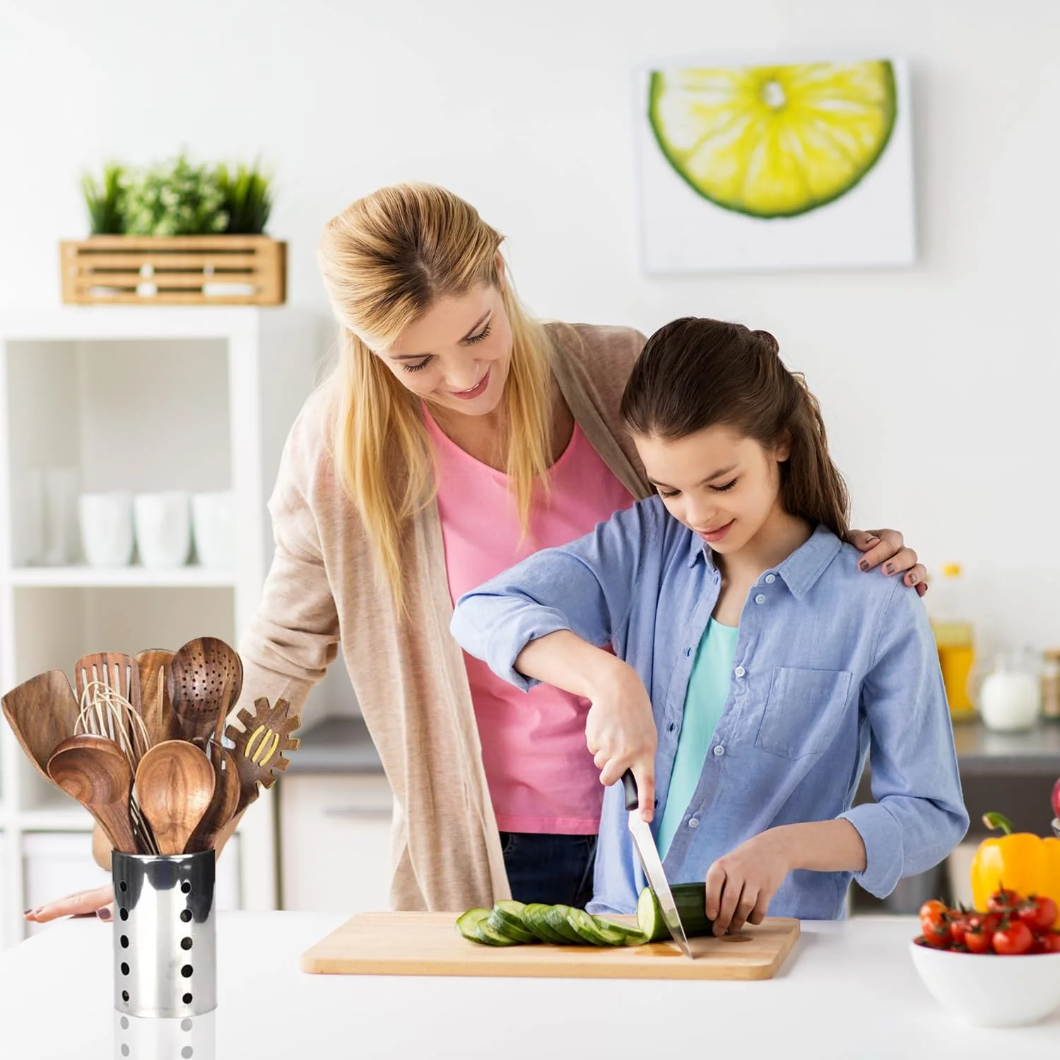 ست ظروف آشپزخانه با نگهدارنده، ظروف چوبی آشپزخانه برای پخت و پز، قاشق های چوبی چوب ساج طبیعی برای پخت و پز، ست ظروف چوبی آشپزخانه با کفگیر و ملاقه (11 تکه) ست ظروف آشپزخانه با نگهدارنده، ظروف چوبی آشپزخانه برای پخت و پز، قاشق های چوبی چوب ساج طبیعی برای پخت و پز، ست ظروف چوبی آشپزخانه با کفگیر و ملاقه (11 تکه)