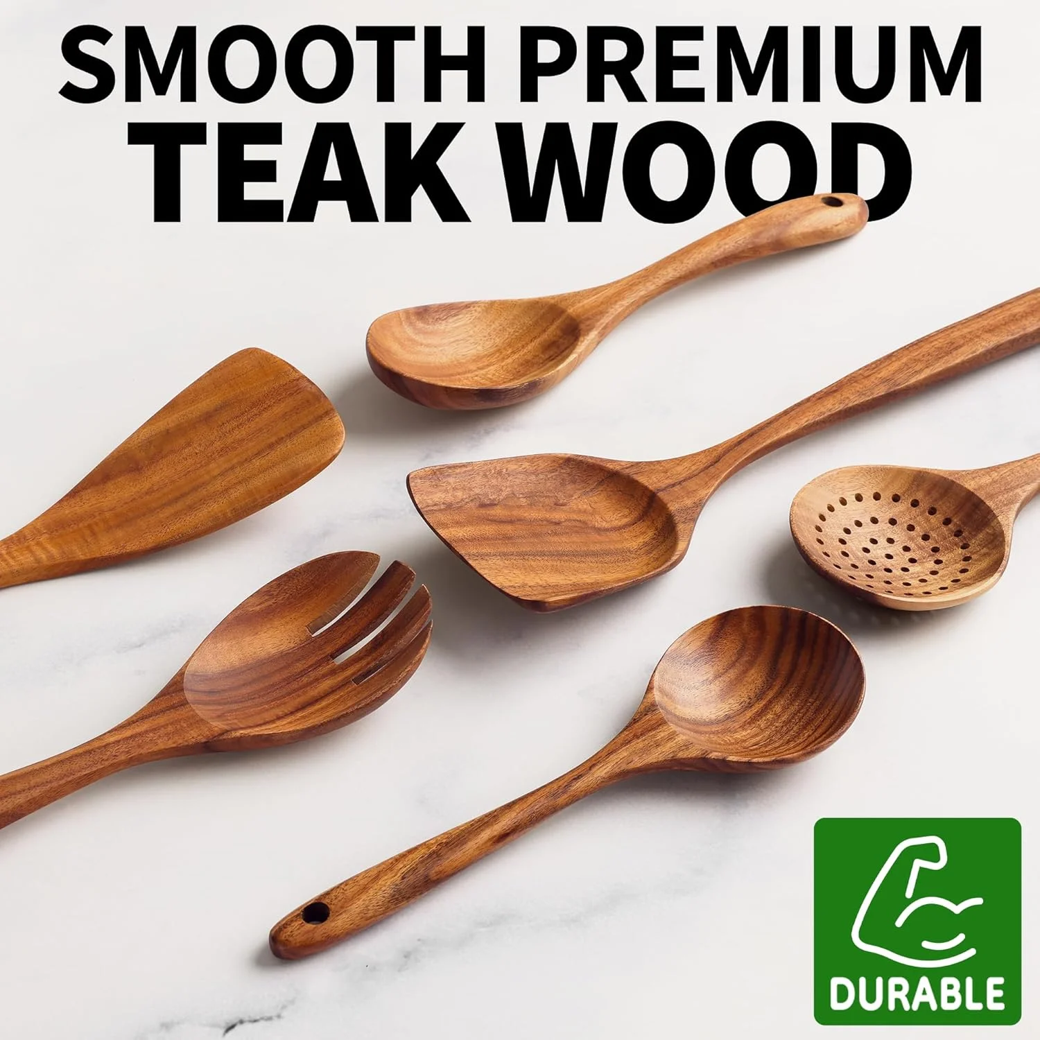 ست 6 عددی قاشق چوبی آشپزی Zulay Kitchen - ظروف چوبی چوب ساج با پرداخت صاف برای آشپزی - قاشق های چوبی با دستگیره نرم و راحت برای آشپزی - ظروف آشپزی چوبی نچسب - ست قاشق چوبی ست 6 عددی قاشق چوبی آشپزی Zulay Kitchen - ظروف چوبی چوب ساج با پرداخت صاف برای آشپزی - قاشق های چوبی با دستگیره نرم و راحت برای آشپزی - ظروف آشپزی چوبی نچسب - ست قاشق چوبی