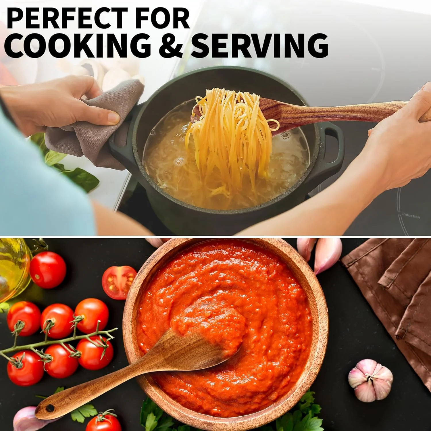ست 6 عددی قاشق چوبی آشپزی Zulay Kitchen - ظروف چوبی چوب ساج با پرداخت صاف برای آشپزی - قاشق های چوبی با دستگیره نرم و راحت برای آشپزی - ظروف آشپزی چوبی نچسب - ست قاشق چوبی ست 6 عددی قاشق چوبی آشپزی Zulay Kitchen - ظروف چوبی چوب ساج با پرداخت صاف برای آشپزی - قاشق های چوبی با دستگیره نرم و راحت برای آشپزی - ظروف آشپزی چوبی نچسب - ست قاشق چوبی