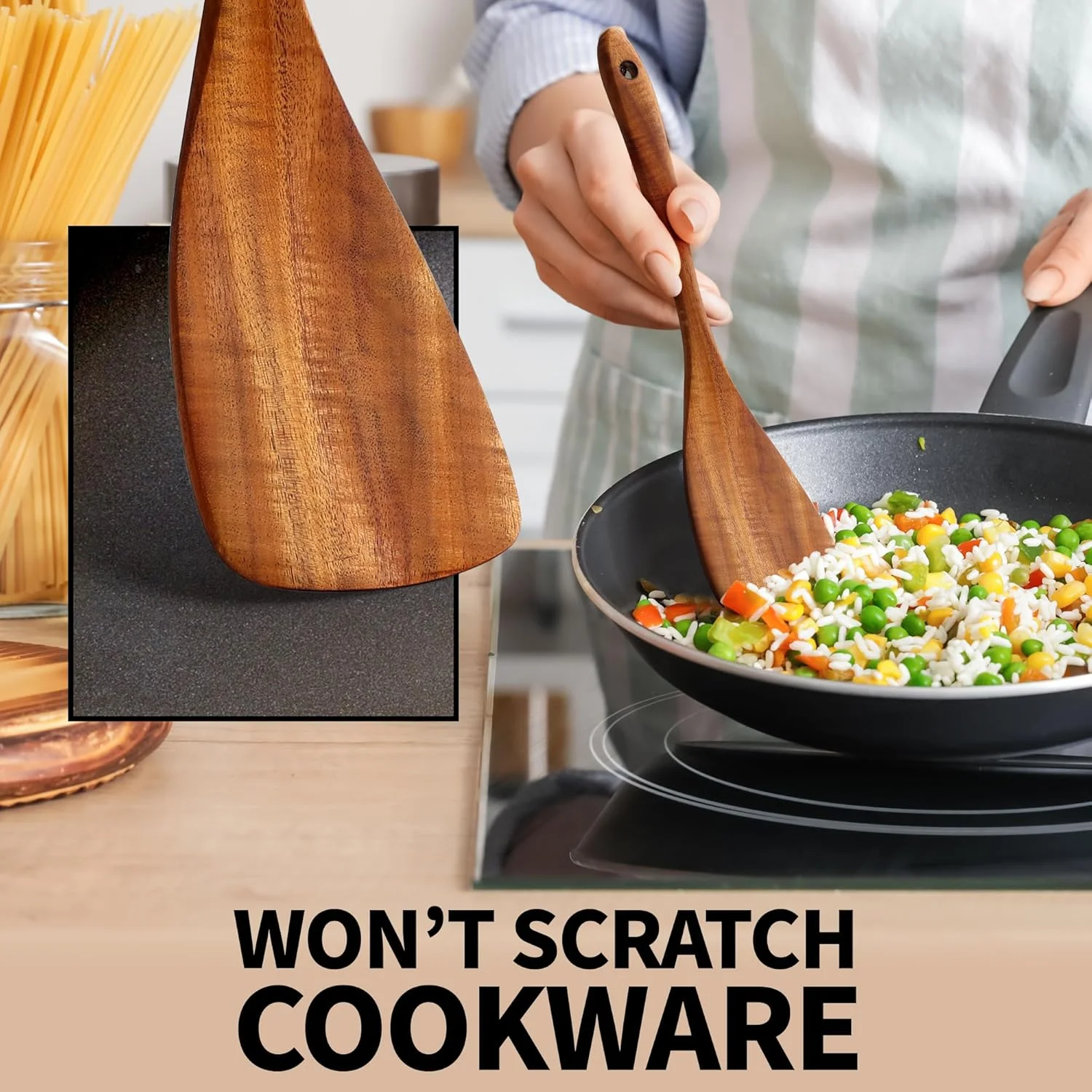 ست 6 عددی قاشق چوبی آشپزی Zulay Kitchen - ظروف چوبی چوب ساج با پرداخت صاف برای آشپزی - قاشق های چوبی با دستگیره نرم و راحت برای آشپزی - ظروف آشپزی چوبی نچسب - ست قاشق چوبی ست 6 عددی قاشق چوبی آشپزی Zulay Kitchen - ظروف چوبی چوب ساج با پرداخت صاف برای آشپزی - قاشق های چوبی با دستگیره نرم و راحت برای آشپزی - ظروف آشپزی چوبی نچسب - ست قاشق چوبی