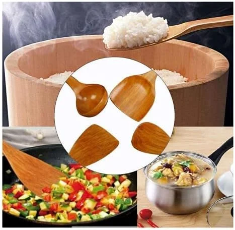 ست 4 تکه ظروف آشپزی چوبی NA Kitchen شامل کفگیر و قاشق چوبی ست 4 تکه ظروف آشپزی چوبی NA Kitchen شامل کفگیر و قاشق چوبی