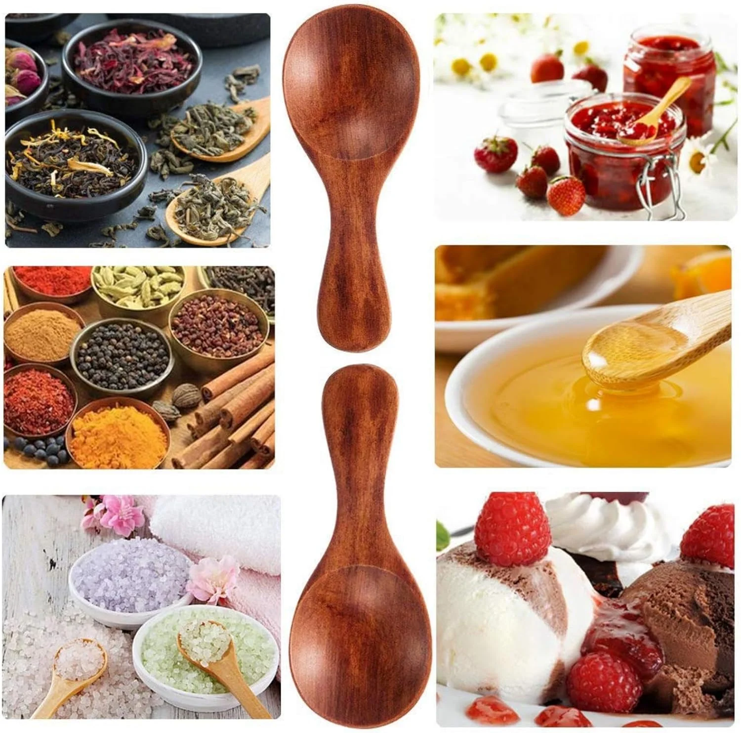 قاشق نمک چوبی کوچک تزویق، بسته 20 عددی قاشق چوبی مینی با دسته کوتاه، مناسب برای شیشه های کوچک مربا، ادویه جات، چاشنی ها، شکر، عسل، قهوه، چای، خردل، بستنی، شیر خشک قاشق نمک چوبی کوچک تزویق، بسته 20 عددی قاشق چوبی مینی با دسته کوتاه، مناسب برای شیشه های کوچک مربا، ادویه جات، چاشنی ها، شکر، عسل، قهوه، چای، خردل، بستنی، شیر خشک